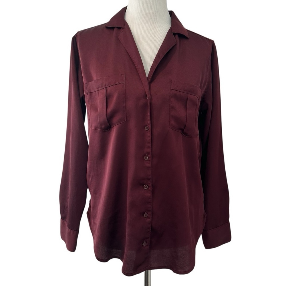 Abercrombie & Fitch Red Button Down Shirt Notched Collar Relaxed Fit